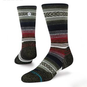 Stance Mid Wool Crew Socks Black Red Stripe Merino Men’s Medium 6-8.5 Hiking NWT